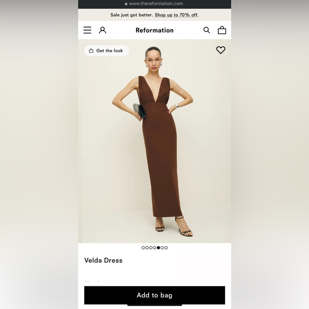 Reformation Velda Dress in Chocolate
